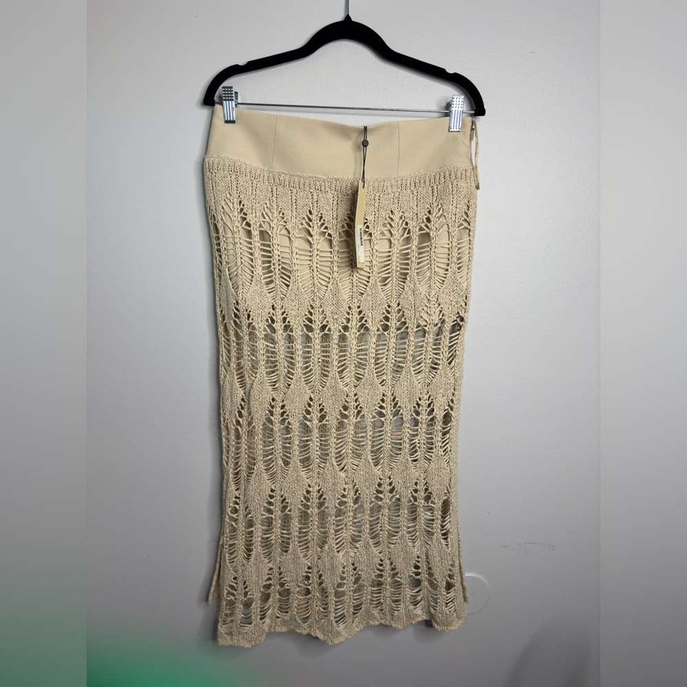 Bec + Bridge Lyra Split Midi Skirt | Size 4 | Crotchet Boho Coastal Beach Fem